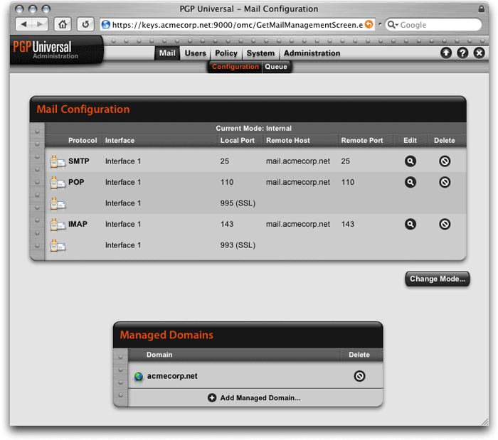 PGP Universal Mail Screen